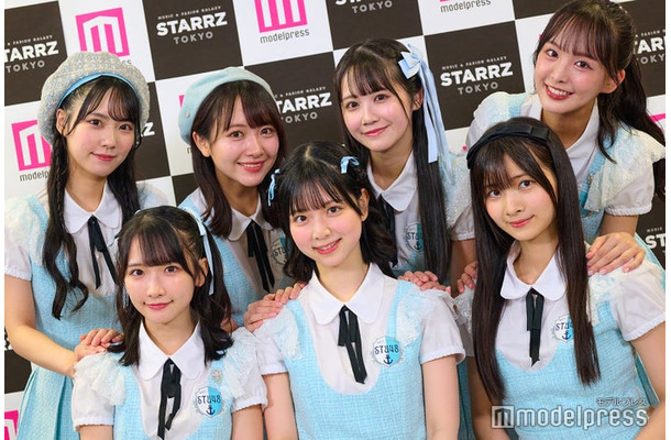 STU48（後列）吉田彩良、石田千穂、中村舞、福田朱里（前列）高雄さやか、曽川咲葵、新井梨杏（C）モデルプレス