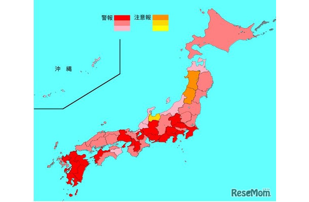 インフルエンザ流行レベルマップ（2024年第51週）