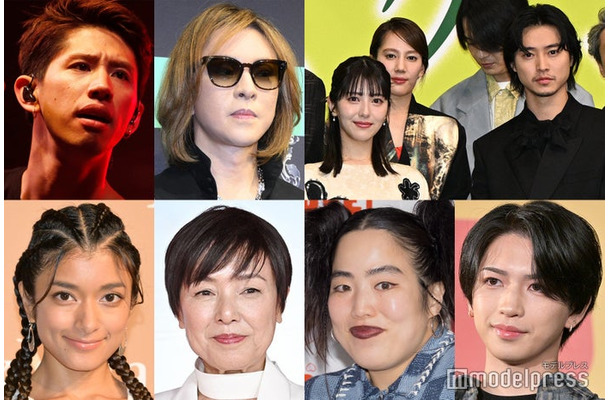 （上段左から）ONE OK ROCK・Taka／Photo by Getty Images、YOSHIKI、浜辺美波、山崎賢人（下段左から）ローラ、桃井かおり、ゆりやんレトリィバァ、岩橋玄樹