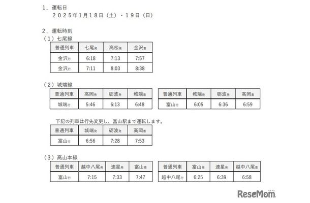 大学入学共通テスト、臨時列車