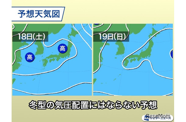 1月18日、19日の予想天気図