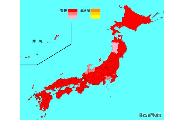 インフルエンザ流行レベルマップ（2025年第2週）