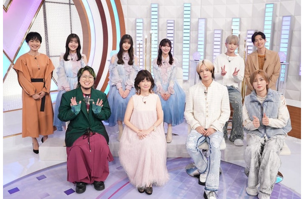 （上段左から）有働由美子、佐々木美玲、佐々木久美、河田陽菜、HARUA、松下洸平（下段左から）こっちのけんと、松本伊代、K、FUMA（C）日本テレビ