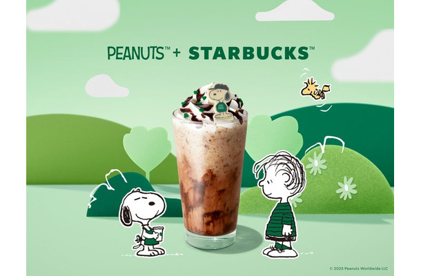 ジョー カインド スヌーピー キャラメル チョコレート オーツミルク フラペチーノ¥720（C）2025 Peanuts Worldwide LLC