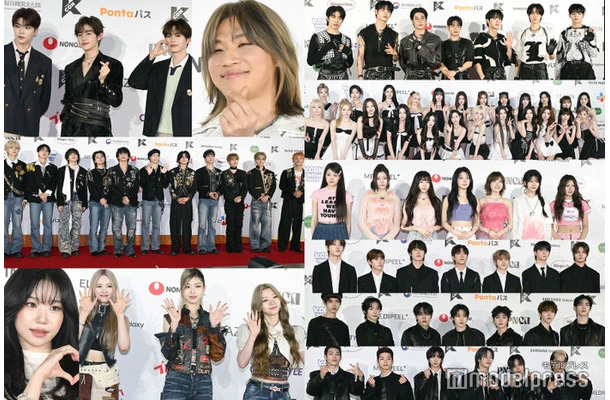 （左から時計回りに）パク・ゴヌク、ジャン・ハオ、ソン・ハンビン、D-LITE、EVNNE、tripleS、SAY MY NAME、ARrC、KickFlip、82MAJOR、IS:SUE、チョ・ユリ、INI（C）モデルプレス