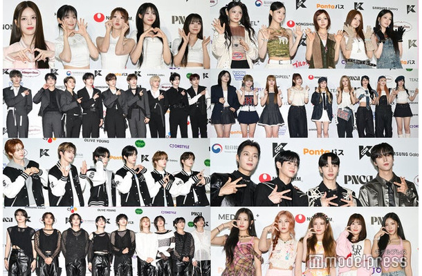 （左から時計回りに）バン・ジミン、QWER、KiiiKiii、ME:I、HIGHLIGHT、ODD YOUTH、CRAVITY、TWS、ZEROBASEONEME:I（C）モデルプレス