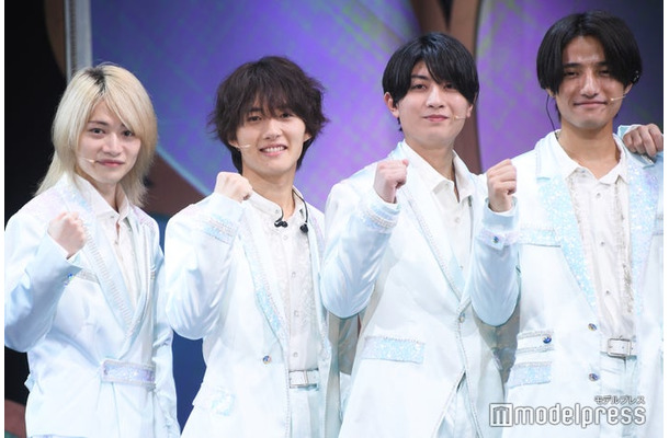 舞台「ANDO」囲み取材に出席した今野大輝、稲葉通陽、本高克樹、鈴木悠仁（C）モデルプレス