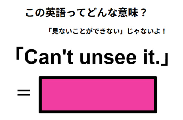 この英語ってどんな意味？「Can’t unsee it.」