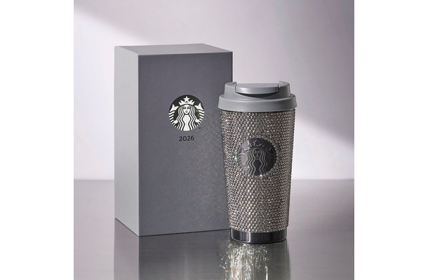 「スターバックス福袋 2026」グレーのラインストーンが輝く特別仕様のステンレスタンブラー/(Super Lucky New Year Surprise!)※限定1000個(提供写真)