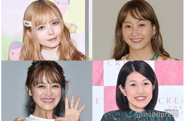 (画像左上から時計回りに)益若つばさ、藤本美貴、横澤夏子、鈴木奈々(C)モデルプレス