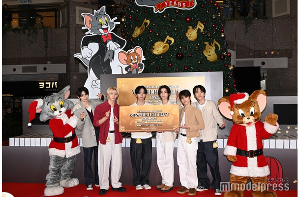 メインツリー点灯式に出席したTAESAN、SUNGHO、JAEHYUN、LEEHAN、RIWOO、WOONHAK／BOYNEXTDOOR（C）モデルプレス