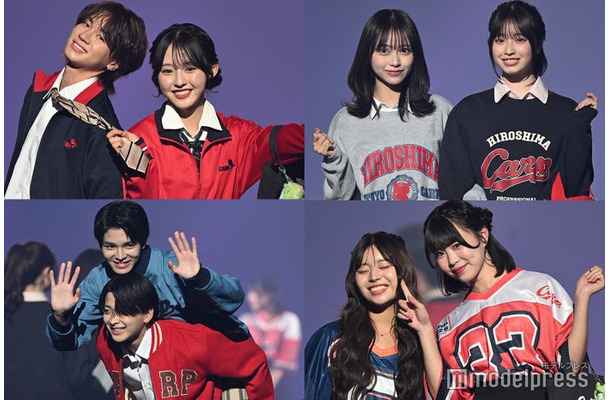 （左から時計回りに）内田金吾、多田梨音、永瀬さら、葛⻄杏也菜、表すみれ、⾕村優真、⽊村⽃⼀、倉澤俊（C）モデルプレス