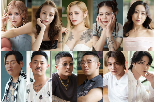 （上段左から）きぃーちゃん、Baby、おとさん、てかりん、あも（下段左から）ヤンボー、タックル、つーちゃん、ミルク、二世、てんてん／Netflixリアリティシリーズ「ラヴ上等」12月9日(火)より独占配信開始