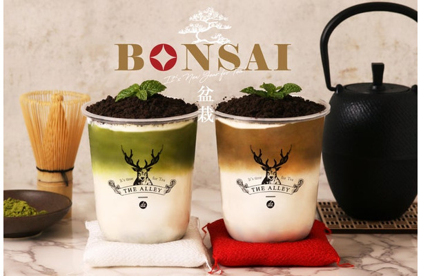 盆栽ほうじ茶ラテ、盆栽抹茶ラテ／提供画像