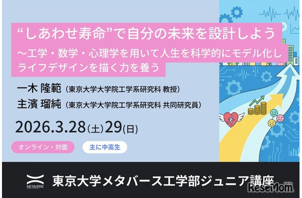 東京大学メタバース工学部ジュニア講座「“しあわせ寿命”で自分の未来を設計しよう ～工学・数学・心理学を用いて人生を科学的にモデル化し、ライフデザインを描く力を養う」