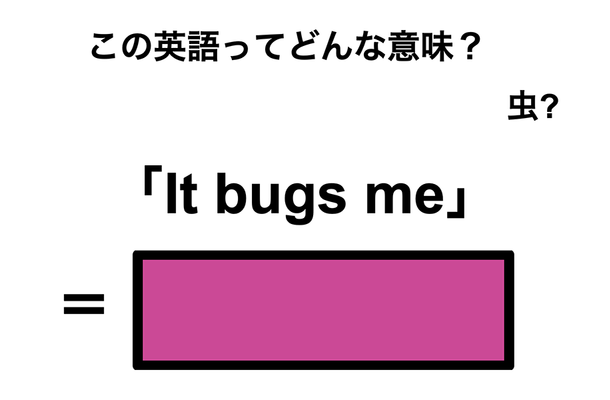 この英語ってどんな意味？「It bugs me」