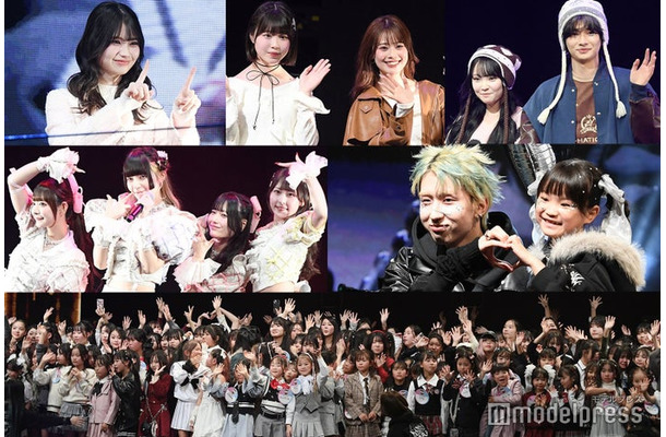 （上段左から時計回り）藤田みあ、表すみれ＆瀬川陽菜乃、相塲星音＆河村叶翔、MON7A＆村方乃々佳、ランウェイモデル、きゅるりんってしてみて（C）モデルプレス