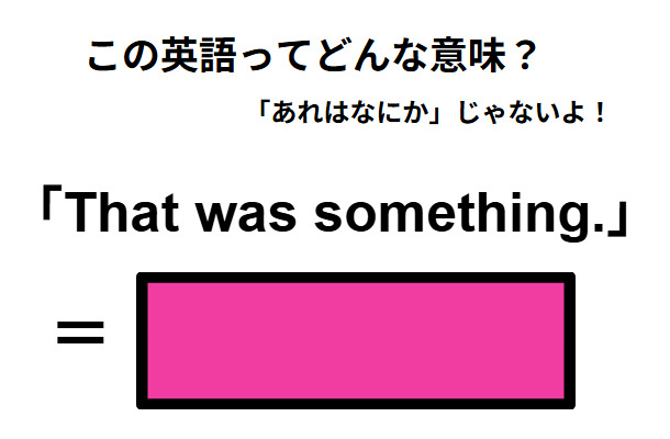 この英語ってどんな意味？「That was something.」