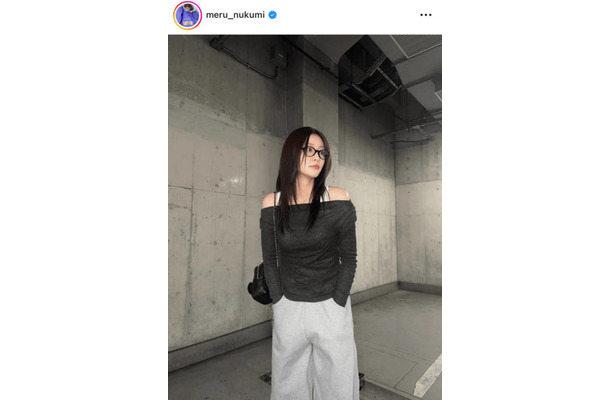 「脚長すぎる」めるる、ほっそり美肩見せのグレーコーデに反響「めちゃ似合ってる」