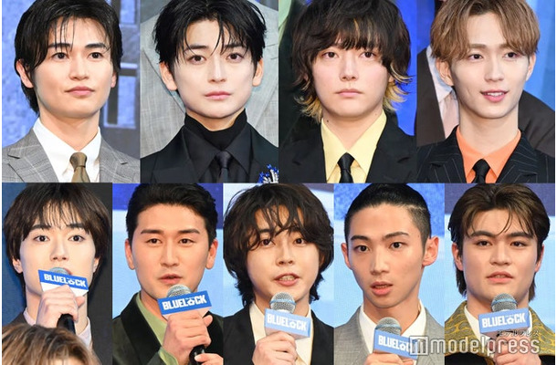 （上段左から）西垣匠、高橋文哉、櫻井海音、野村康太（下段左から）櫻井佑樹、岩永丞威、倉悠貴、橘優輝、石川雷蔵（C）モデルプレス
