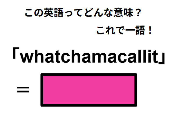 この英語ってどんな意味？「whatchamacallit」