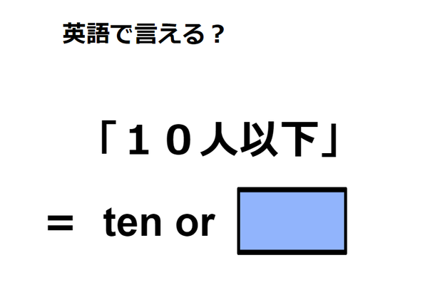 英語で「10人以下」は何て言う?