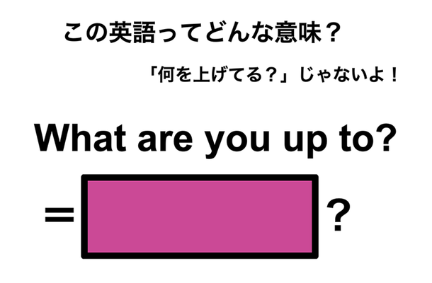 この英語ってどんな意味？「What are you up to?」