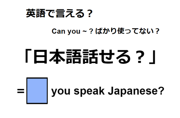 英語で「日本語話せる？」は何て言う？