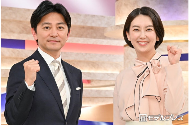 「土曜よる10時新報道番組」制作発表会に出席した森圭介アナ、和久田麻由子アナ(C)モデルプレス