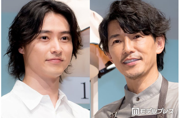 「uno ヘアケア 新CM発表会」に出席した山崎賢人、藤木直人（C）モデルプレス