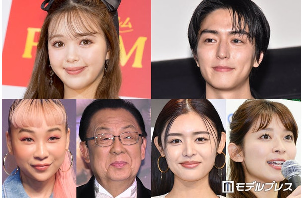 （上段左から）藤田ニコル、稲葉友（下段左から）青山テルマ・梅沢富美男・古畑星夏・山本里菜