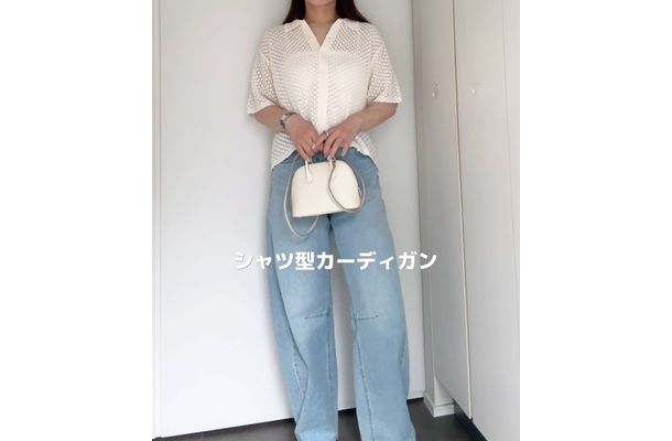【GU】透かし編みニットが優秀！デニム合わせでつくる、爽やかで心地よい初夏のカジュアルスタイル【40代の毎日コーデ】
