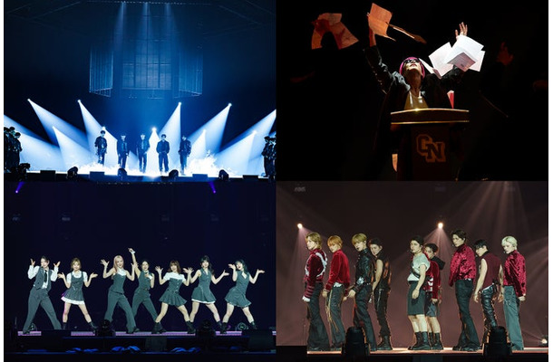 （左上から時計回りに）ZEROBASEONE、GAN（岩田剛典）、&TEAM、ME:I「KCON JAPAN 2026」（C）CJ ENM Co., Ltd, All Rights Reserved