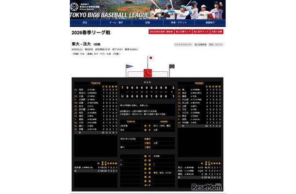 2026春季リーグ戦 東大ー法大1回戦