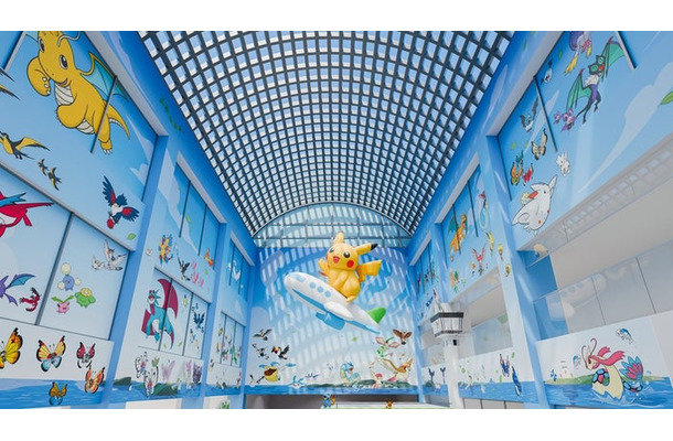 のと里山ポケモン・ウィズ・ユー空港2階 吹き抜け部分（C）Pokemon. （C）Nintendo/Creatures Inc. /GAME FREAK inc. ポケットモンスター・ポケモン・Pokémonは任天堂・クリーチャーズ・ゲームフリークの商標です。