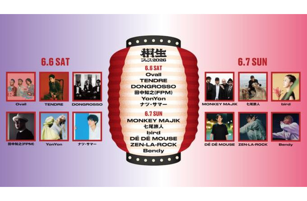 「桐生フェス」MONKEY MAJIKがヘッドライナーに決定｜Ovall、七尾旅人、birdらも出演