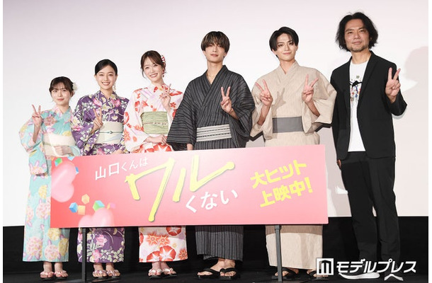 （左から）上原あまね、上坂樹里、高橋ひかる、高橋恭平、岩瀬洋志、守屋健太郎監督（C）モデルプレス