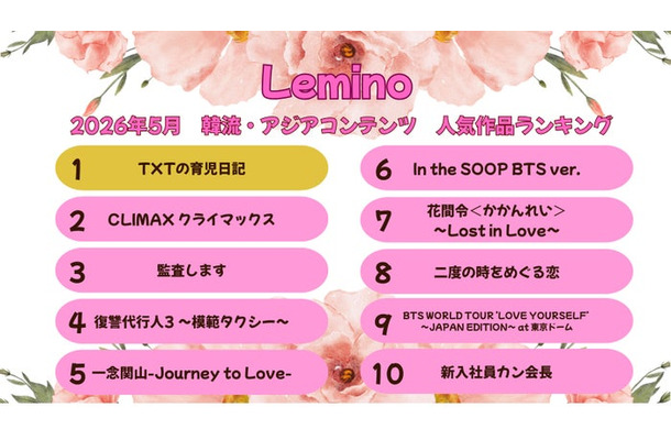 Lemino、5月の韓流・アジア人気作品ランキングTOP10（C）Lemino