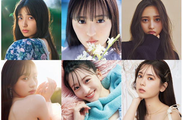 （上段左から）五百城茉央、遠藤さくら、井上和（下段左から）川崎桜、一ノ瀬美空、筒井あやめ（提供写真）