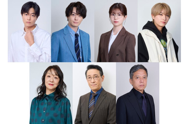 （上段）時任勇気、犬飼貴丈、松田好花、本高克樹（下段）山下容莉枝、阪田マサノブ、勝村政信（C）「妻を引退します」製作委員会