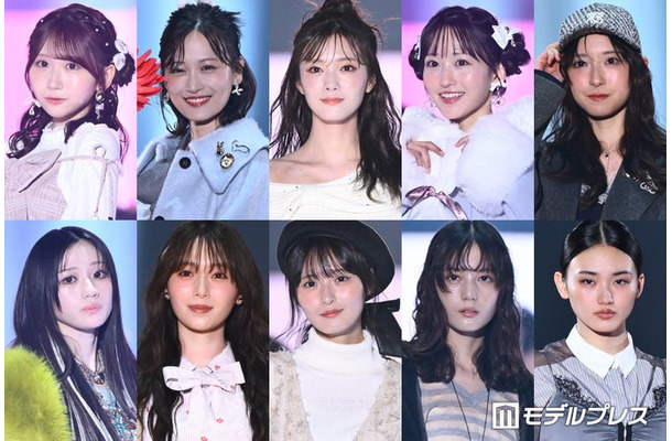 (上段左から)藤嶌果歩、山下美月、田村保乃、一ノ瀬美空、金村美玖(下段左から)川崎桜、守屋麗奈、遠藤さくら、小坂菜緒、山崎天(C)モデルプレス