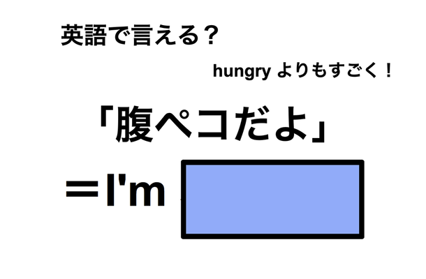 英語で「腹ペコだよ」は何て言う？