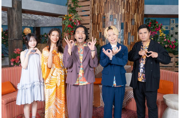 なえなの、高橋メアリージュン、盛山晋太郎、リリー、木村昴「ラブキャッチャージャパン3」（C）AbemaTV,Inc.