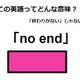 この英語ってどんな意味？「no end」