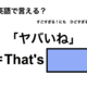 英語で「ヤバイね」は何て言う？