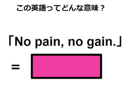 この英語ってどんな意味？「No pain, no gain. 」