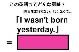 この英語ってどんな意味？「I wasn’t born yesterday.」