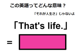 この英語ってどんな意味？「That’s life.」