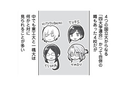 【四大学連合】合併の話が出たり、以前していたり… 複雑な感情は「東大」にも向いている!?【擬人化マンガ　大学あるあるこれくしょん #２】