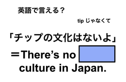 英語で「チップの文化はないよ」は何て言う？